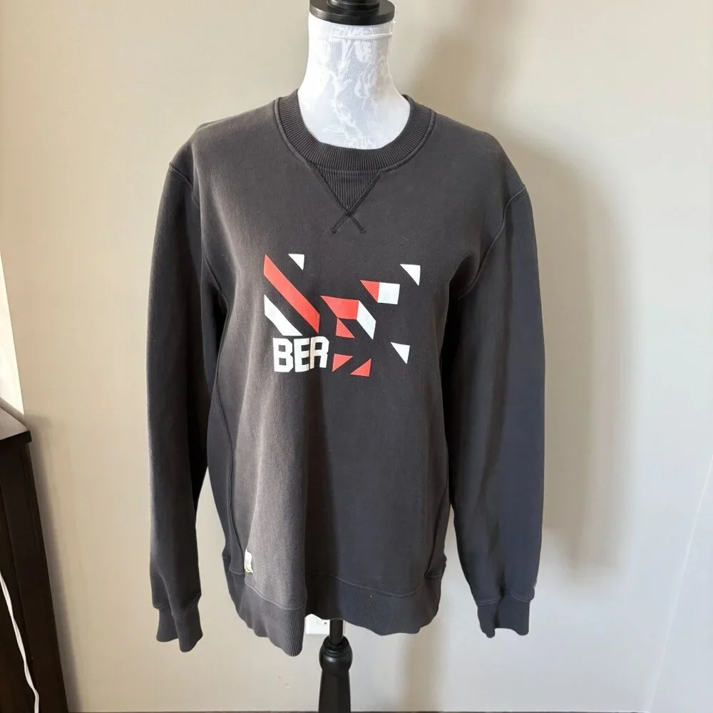 Tracksmith Mens Gray Black Crewneck Sweatshirt Size Large Cotton Blend - Picture 5 of 5